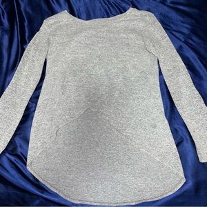 cross front grey textured soft sweater